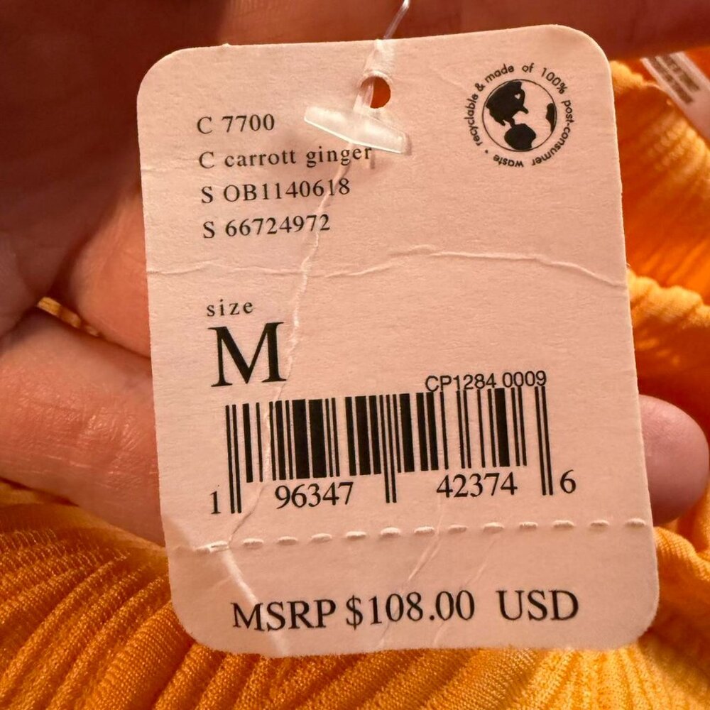 NWT Free People Women's Orange and Yellow Babydoll Puffy Sleeved Dress - Picture 7 of 9